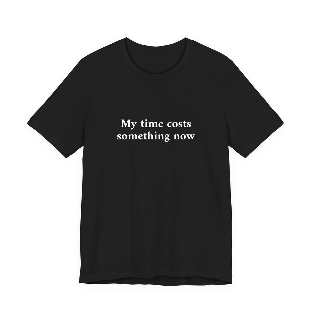 Navy blue t-shirt with a graphic design on a white background