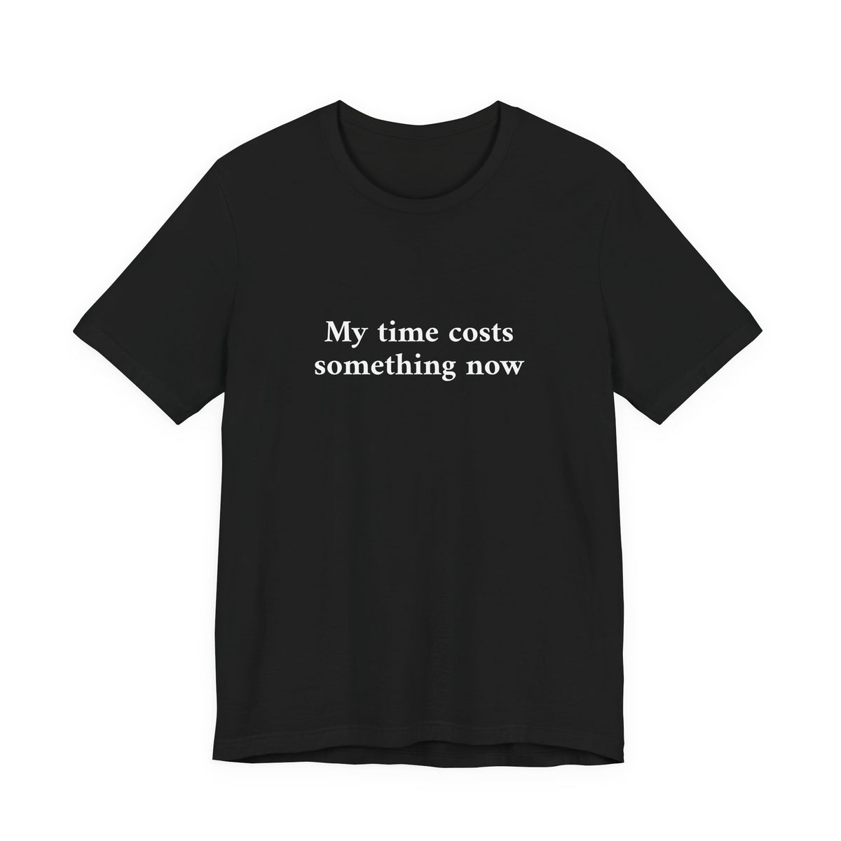 Navy blue t-shirt with a graphic design on a white background