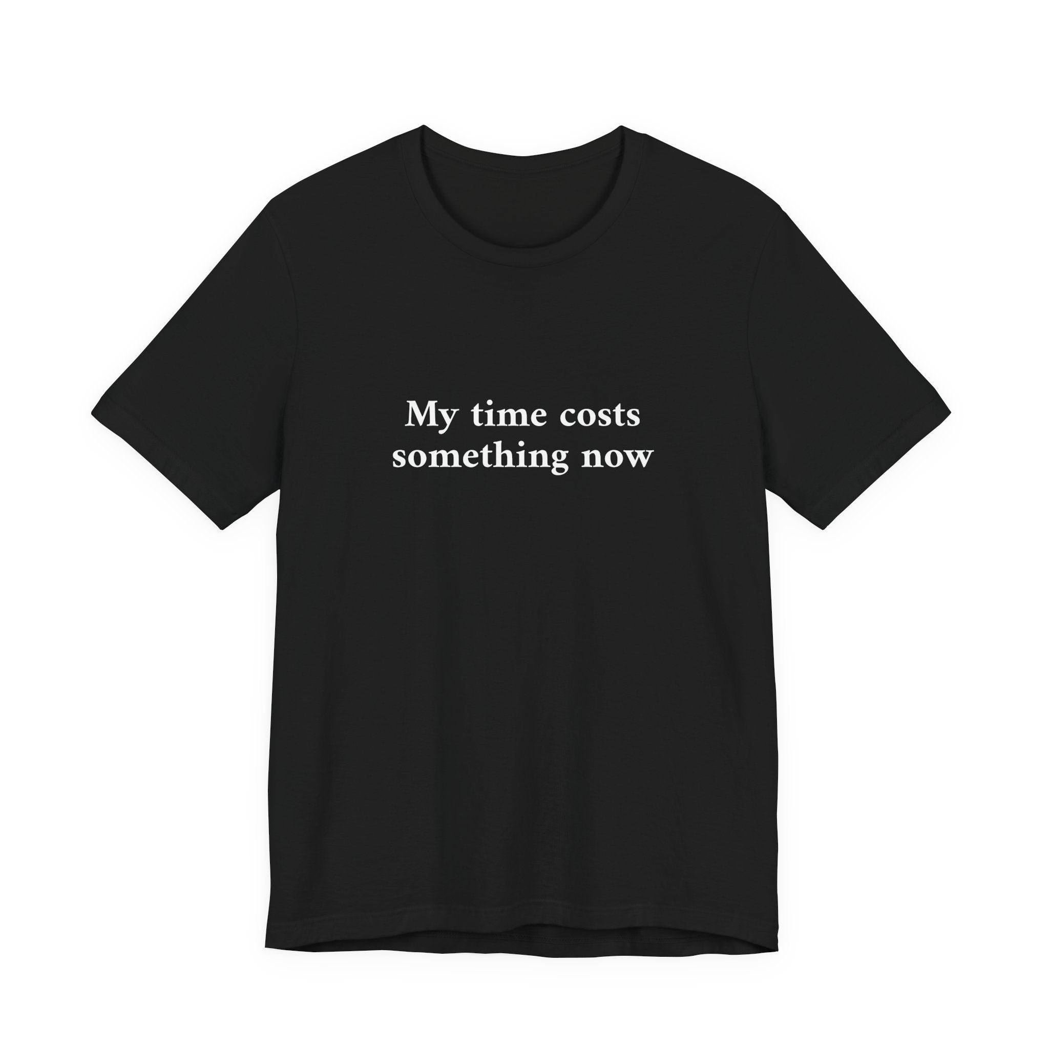 Navy blue t-shirt with a graphic design on a white background